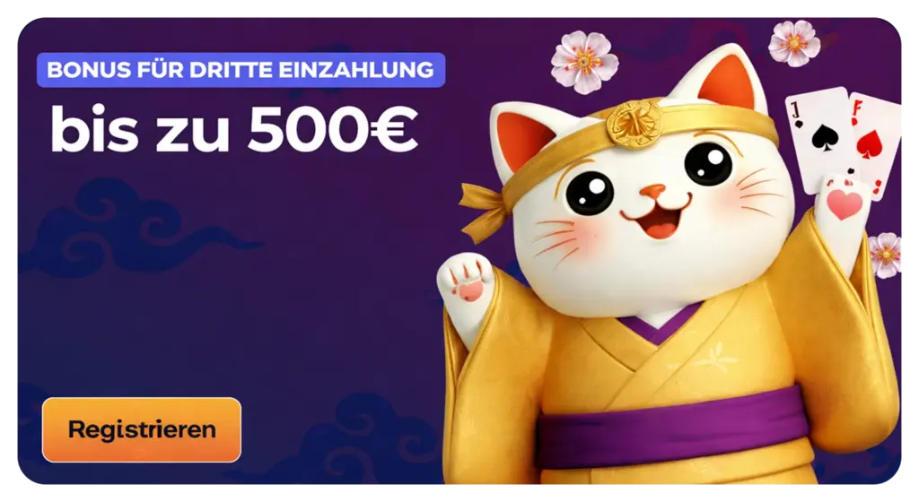 Manekispin Bonus dritte Einzahlung bis zu 500€ exklusives Angebot nutzen