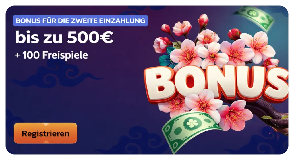 Manekispin Casino Bonus zweite Einzahlung bis 500€ und 100 Freispiele sichern