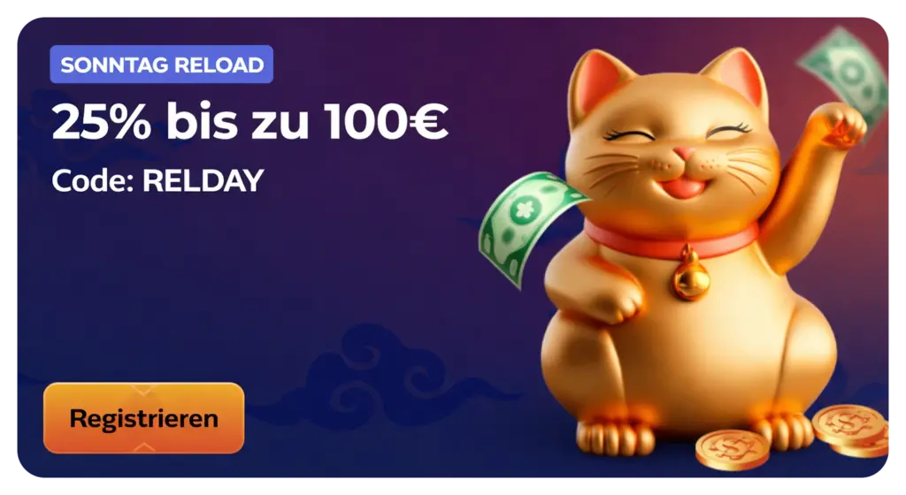 Manekispin Casino Sonntag Reload Bonus 25 Prozent mit Code RELDAY